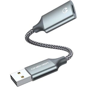 USB A to Lighting Audio Adapter Cable, Nylon Braided USB Male to Lightning Female Dongle Converter Support Volume Control Mic Compatible with MacBook Computer PC Headphone,Earphones, Earbuds, and More in Kuwait