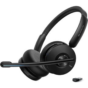 Anker PowerConf H500 with Charging Stand, Bluetooth Dual-Ear Headset with Microphone, Audio Recording and Meeting Transcription, AI-Enhanced Calls, Compatible with Conference Platforms, 24H Talk Time in Saudi Arabia