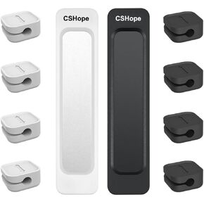 CSHope Magnetic Cable Organizer, Desktop Cable Holder Multipurpose with 8 Clips, Magnetic Cable Clips Organizer, Cord Management for All Wires (2 Pack, Black and White) in Kuwait