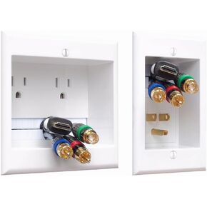PowerBridge ONE-CK Recessed In-Wall Cable Management System with PowerConnect for Wall-Mounted Flat Screen LED, LCD, and Plasma TV’s, White
