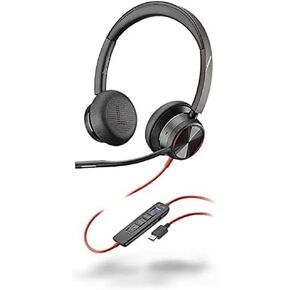Poly - سماعة رأس سلكية Blackwire 8225 مع ميكروفون Boom (Plantronics) - سماعة كمبيوتر ثنائية الأذن (ستيريو) - USB-C للاتصال بجهاز الكمبيوتر/Mac الخاص بك - إلغاء الضوضاء النشط - يعمل مع الفرق (معتمد)، تكبير والمزيد