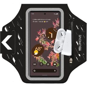 Pixel 8/8 Pro Armband, BUMOVE Gym Running Workouts Sports Phone Arm Band for Google Pixel 7, 7 Pro, 6, 6 Pro up to 6.9 inch with Airpods Card Holder (Grey)
