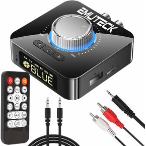 EMUTECK Bluetooth Audio Transmitter Receiver with Remote, 5-in-1 Bluetooth 5.0 Adapter for TV Car CD PC Home Stereo Speaker Headset, Support 3.5mm AUX, RCA, USB U Disk MP3/Micro SD TF Card Playback in Kuwait