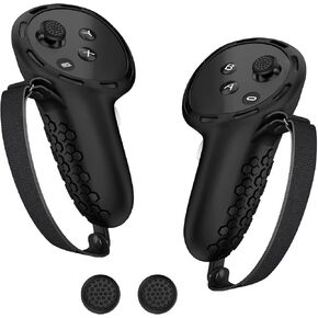 غطاء مقبض التحكم لملحقات Quest 3 DOBEWINGDELOU غطاء حماية من السيليكون مع أشرطة للمفاصل باللون الأسود in Kuwait