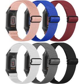 [6-Pack] Bands Compatible with Fitbit Charge 5 Bands Women Men Adjustable Stretch Braided Nylon Sport Loop Strap Replacement Wristband for Fitbit Charge 5 Advanced Fitness & Health Tracke