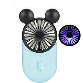 Cute Personal Mini Fan, Handheld & Portable USB Rechargeable Fan with Beautiful LED Light, 3 Adjustable Speeds, Portable Holder, for Indoor Or Outdoor Activities, Cute Mouse (Yellow)