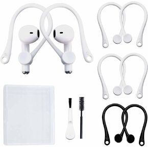 3 Pairs Ear Hooks for AirPods 1 & 2 & 3 and AirPods Pro, Professional Anti-Drop Silicone Earbuds Tips Hook Compatible with Apple AirPods 1 & 2 & 3 and AirPods Pro(2Pairs White +1pair Black)