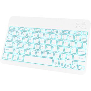 JUQITECH Ultra-Slim Backlit Wireless Bluetooth Keyboard Universal Rechargeable Keyboard for iPad 10.2/iPad Pro/iPad Air/Samsung Galaxy Tab A8/A7 Lite/S6 Lite/S8/S7 iOS Android Windows Devices, White in Kuwait