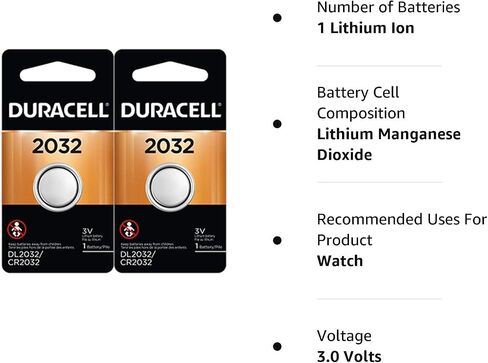 Duracell DL2032B2 | Lithium 3V CR2032 Battery (2 Pack) in Saudi Arabia