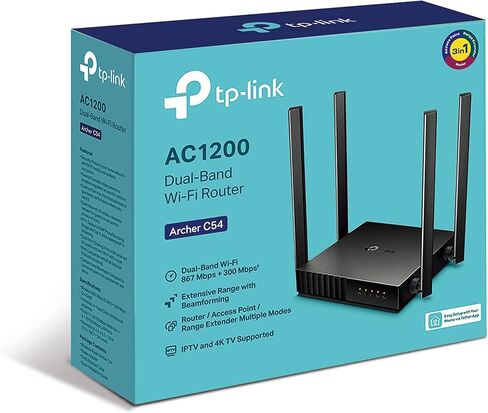 TP-Link Archer C54 | AC1200 MU-MIMO Dual-Band WiFi Router| Works with All Home Internet Providers (Renewed) Black in Saudi Arabia