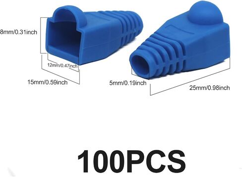 أحذية Copapa YIOVVOM من البلاستيك الناعم إيثرنت RJ45 كابل موصل الأحذية غطاء تخفيف الضغط أحذية CAT5 CAT5E CAT6 CAT6E 100 قطعة (أزرق) in Kuwait