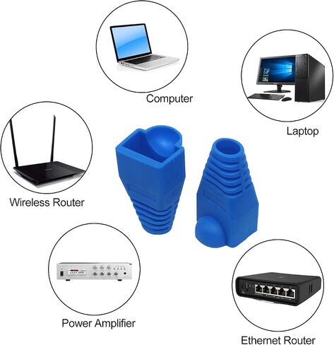 أحذية Copapa YIOVVOM من البلاستيك الناعم إيثرنت RJ45 كابل موصل الأحذية غطاء تخفيف الضغط أحذية CAT5 CAT5E CAT6 CAT6E 100 قطعة (أزرق) in Kuwait