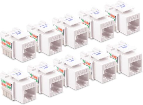 Cable Matters [UL Listed] 10-Pack 10Gbps Cat6 Keystone Jacks, White in Kuwait