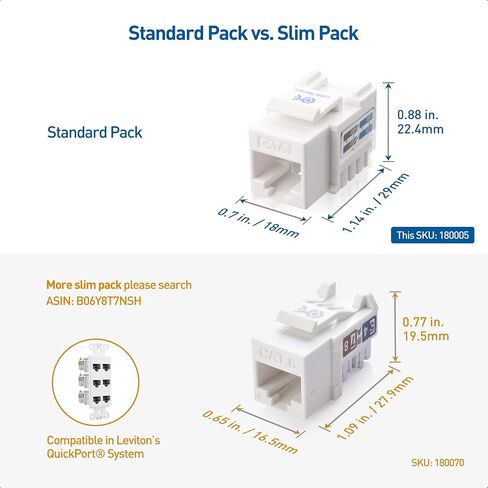 Cable Matters [UL Listed] 10-Pack 10Gbps Cat6 Keystone Jacks, White in Kuwait