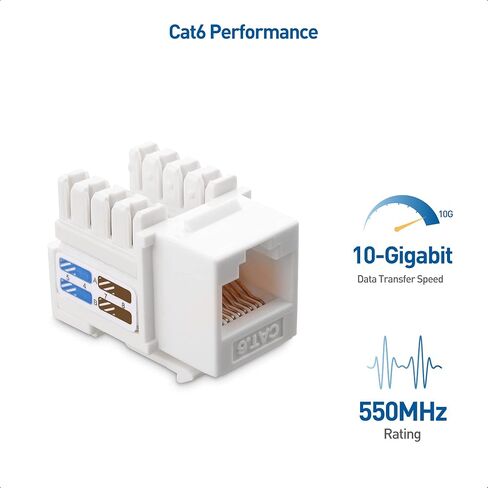 Cable Matters [UL Listed] 10-Pack 10Gbps Cat6 Keystone Jacks, White in Kuwait
