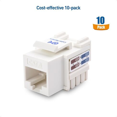 Cable Matters [UL Listed] 10-Pack 10Gbps Cat6 Keystone Jacks, White in Kuwait