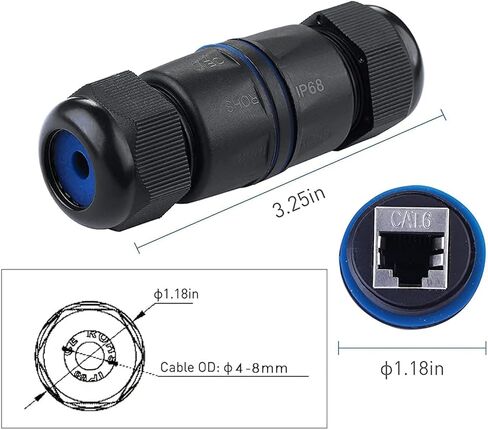 Tedgetal مقاوم للماء RJ45 موصل 5 حزمة IP68 Cat6/Cat5E/Cat5 مقرنة محمية للخارجية إيثرنت LAN كابل موسع أنثى إلى أنثى in Kuwait