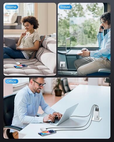 شاحن حائط USB C بقدرة 128 وات، محطة شحن سريعة GaN III بثلاثة منافذ، كتلة شاحن قابلة للطي PD QC، محول كمبيوتر محمول USB C بقدرة 65 وات لأجهزة MacBook Pro/Air، iPad Pro، Galaxy S23، Dell XPS 13، iPhone 15/Pro إلخ أسود in Kuwait