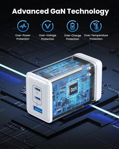شاحن حائط USB C بقدرة 128 وات، محطة شحن سريعة GaN III بثلاثة منافذ، كتلة شاحن قابلة للطي PD QC، محول كمبيوتر محمول USB C بقدرة 65 وات لأجهزة MacBook Pro/Air، iPad Pro، Galaxy S23، Dell XPS 13، iPhone 15/Pro إلخ أسود in Kuwait