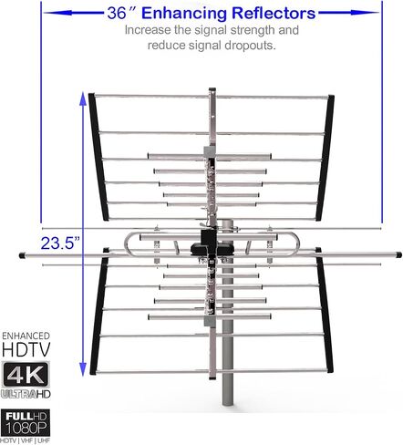 PIBIDI Outdoor TV Antenna, Long Range Digital OTA Antenna for 4K 1080P VHF UHF, 200 Mile Range (UHD-8903) in Kuwait