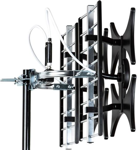 Five Star Multi-Directional 4V HDTV Amplified Antenna - up to 200 Mile Range, UHF/VHF, Indoor, Attic, Outdoor, 4K Ready 1080P FM w/ 40ft RG6 coaxial Cable, Mounting Pole in Kuwait