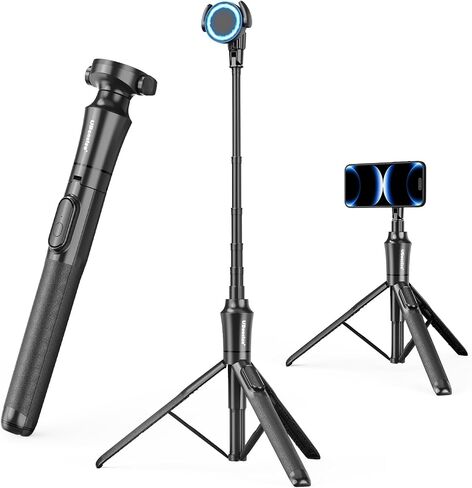 UBeesize Magnetic Selfie Stick Phone Tripod with Wireless Remote, Extendable Cell Phone Tripod Stand, Compatible with MagSafe, Cellphone Tripod for iPhone 15 14 13 12 Series and Android Phones in Saudi Arabia