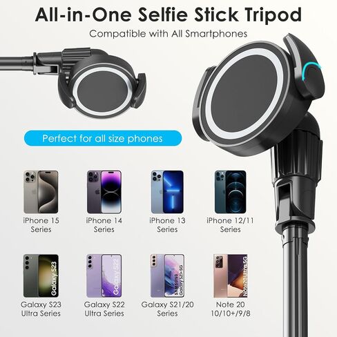 UBeesize Magnetic Selfie Stick Phone Tripod with Wireless Remote, Extendable Cell Phone Tripod Stand, Compatible with MagSafe, Cellphone Tripod for iPhone 15 14 13 12 Series and Android Phones in Saudi Arabia
