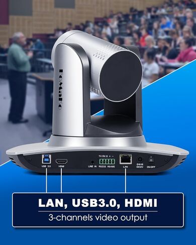 كاميرا FoMaKo NDI AI تتبع تلقائي HDMI PTZ كاميرا 20x زووم بصري IP USB3.0 كاميرا HDMI PTZ لخدمات الكنيسة تعليم العبادة، PoE 1080P60 FMK20UH NDI in Kuwait