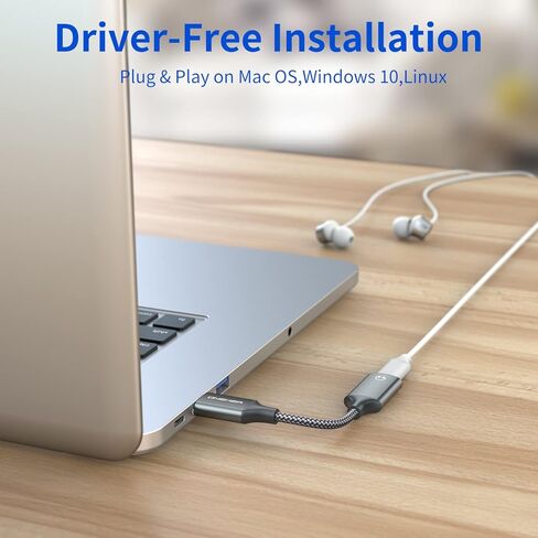 USB A to Lighting Audio Adapter Cable, Nylon Braided USB Male to Lightning Female Dongle Converter Support Volume Control Mic Compatible with MacBook Computer PC Headphone,Earphones, Earbuds, and More in Kuwait