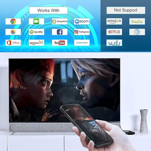 محول دونجل عرض HDMI لاسلكي من Topbuy، محول تلفزيون يستخدم لبث الفيديو/الصوت من الكمبيوتر المحمول والكمبيوتر الشخصي والهاتف الذكي إلى HDTV/جهاز العرض، بدون إعداد، لا حاجة إلى تطبيق، يدعم Android وiOS وWindows وMacOS in Kuwait