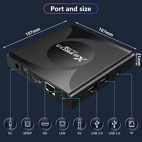 Android TV Box 13.0، TV Box 4GB RAM 64GB ROM، RK3528 رباعي النواة Android Box، يدعم 2.4G / 5G Dual WiFi، BT 5.0، 100M Ethernet Ultral HD 4K صندوق التلفزيون الذكي in Kuwait