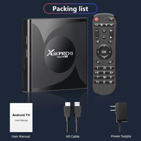 Android TV Box 13.0، TV Box 4GB RAM 64GB ROM، RK3528 رباعي النواة Android Box، يدعم 2.4G / 5G Dual WiFi، BT 5.0، 100M Ethernet Ultral HD 4K صندوق التلفزيون الذكي in Kuwait