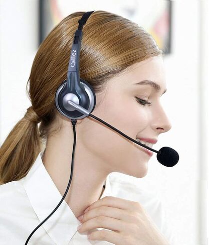 سماعة هاتف Callez Office مع ميكروفون عازل للضوضاء، سماعات RJ9 متوافقة مع هواتف Polycom Avaya 1416 Aastra 9731 Allworx Gigaset Mitel 5330 Plantronics S10 للهواتف المكتبية الأرضية (C300A1) in Kuwait