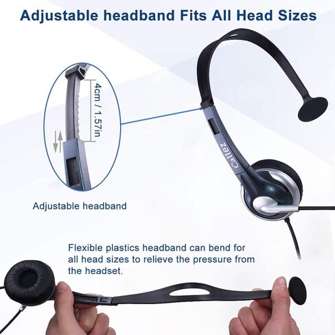 سماعة هاتف Callez Office مع ميكروفون عازل للضوضاء، سماعات RJ9 متوافقة مع هواتف Polycom Avaya 1416 Aastra 9731 Allworx Gigaset Mitel 5330 Plantronics S10 للهواتف المكتبية الأرضية (C300A1) in Kuwait