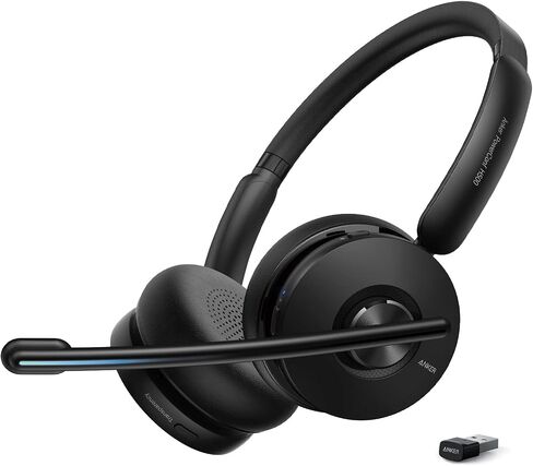 Anker PowerConf H500 with Charging Stand, Bluetooth Dual-Ear Headset with Microphone, Audio Recording and Meeting Transcription, AI-Enhanced Calls, Compatible with Conference Platforms, 24H Talk Time in Saudi Arabia
