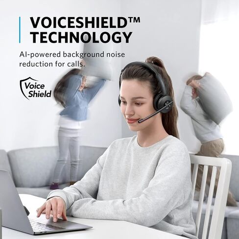 Anker PowerConf H500 with Charging Stand, Bluetooth Dual-Ear Headset with Microphone, Audio Recording and Meeting Transcription, AI-Enhanced Calls, Compatible with Conference Platforms, 24H Talk Time in Saudi Arabia