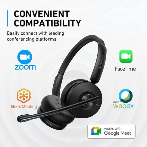 Anker PowerConf H500 with Charging Stand, Bluetooth Dual-Ear Headset with Microphone, Audio Recording and Meeting Transcription, AI-Enhanced Calls, Compatible with Conference Platforms, 24H Talk Time in Saudi Arabia