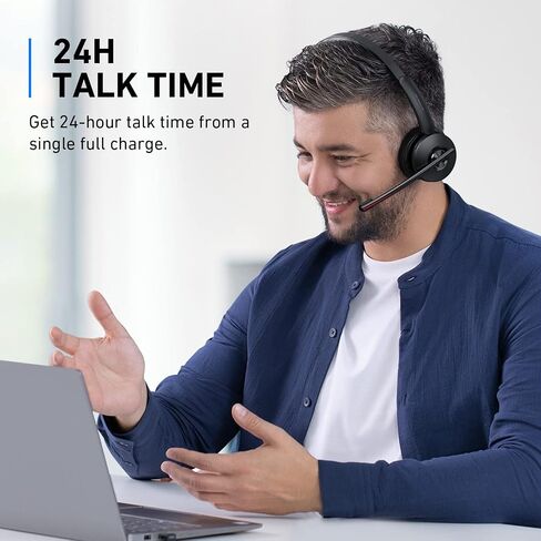 Anker PowerConf H500 with Charging Stand, Bluetooth Dual-Ear Headset with Microphone, Audio Recording and Meeting Transcription, AI-Enhanced Calls, Compatible with Conference Platforms, 24H Talk Time in Saudi Arabia