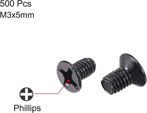uxcell M3 x 4mm Phillips Screw Fastener Black for Laptop PC TV Fan Switch 500pcs in Kuwait