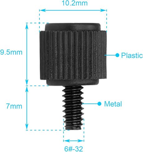 Xcotro 10 قطع 6#-32 براغي إبهام 6-32 برغي خيط مع رأس فيليبس لغطاء علبة الكمبيوتر الشخصي DIY / مزود الطاقة / فتحات PCI / محركات الأقراص الصلبة (أسود) in Kuwait