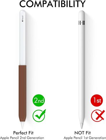 NIUTRENDZ 3 عبوات من قبضة السيليكون لقلم Apple الجيل الثاني وقلم Apple (USB-C) قبضة تصميم مريح غطاء حماية (بيج + كاكي + بني) in Kuwait