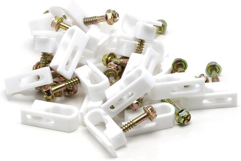 THE CIMPLE CO Dual Cable Clips with Screws - 1/2 Inch Coaxial Cable Clamps Outdoor - Exterior Cord Management for Coax, CAT Ethernet, Electrical Wire - Screw Clamps for Wires on Wall - 100 PCS, White in Kuwait