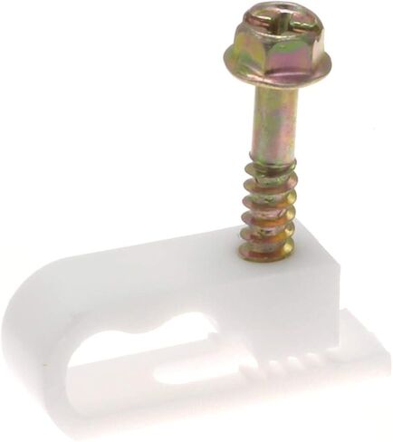 THE CIMPLE CO Dual Cable Clips with Screws - 1/2 Inch Coaxial Cable Clamps Outdoor - Exterior Cord Management for Coax, CAT Ethernet, Electrical Wire - Screw Clamps for Wires on Wall - 100 PCS, White in Kuwait