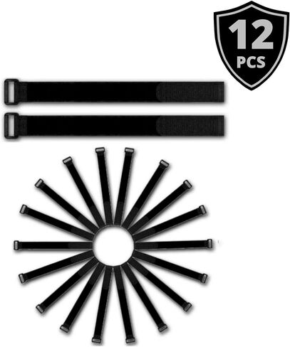 12 Pack of 24" x 1" Inch Cinch Straps, Reusable Black Nylon Cable/Securing Straps, Fastening Cable Securing Straps Adjustable Nylon Hook and Loop Cinch Cable Ties Down with Metal Buckle in Saudi Arabia