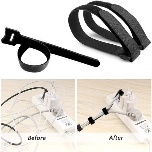 12 Pack of 24" x 1" Inch Cinch Straps, Reusable Black Nylon Cable/Securing Straps, Fastening Cable Securing Straps Adjustable Nylon Hook and Loop Cinch Cable Ties Down with Metal Buckle in Saudi Arabia