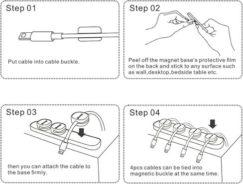 CSHope Magnetic Cable Organizer, Desktop Cable Holder Multipurpose with 8 Clips, Magnetic Cable Clips Organizer, Cord Management for All Wires (2 Pack, Black and White) in Kuwait