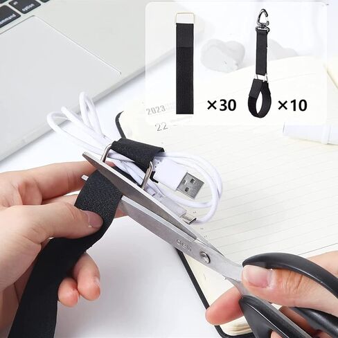 Jumpso 2 in 1 32Ft Cable Straps 1 inch Wide with 30 Metal Buckles and 10 Hooks, Reusable Hook and Loop Straps, Extension Cord Holder Storage Strap for Garden Hoses and Ropes, Black in Kuwait