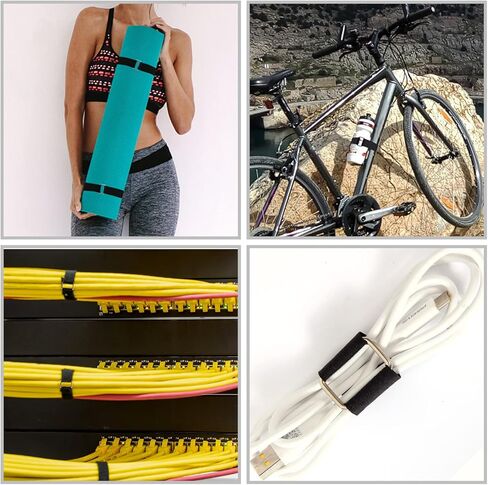 Jumpso 2 in 1 32Ft Cable Straps 1 inch Wide with 30 Metal Buckles and 10 Hooks, Reusable Hook and Loop Straps, Extension Cord Holder Storage Strap for Garden Hoses and Ropes, Black in Kuwait