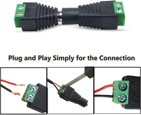 iJiGui 4 أزواج موصل DC موصل ذكر أنثى، موصل توصيل طرفي برغي احترافي 5.5X 2.1 مم 12 فولت تيار مستمر، لكاميرا CCTV الأمنية DVR وشريط ضوء LED in Kuwait