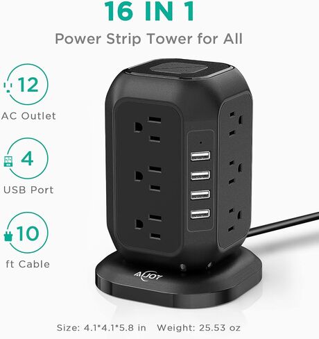 برج مشترك الطاقة AiJoy USB C مع 12 منفذ تيار متردد و4 منافذ USB باللون الأرجواني in Kuwait